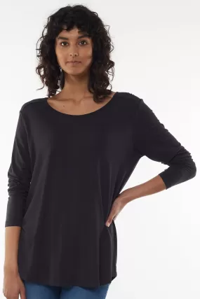 Sierra Luxe LS Relaxed Black Tee