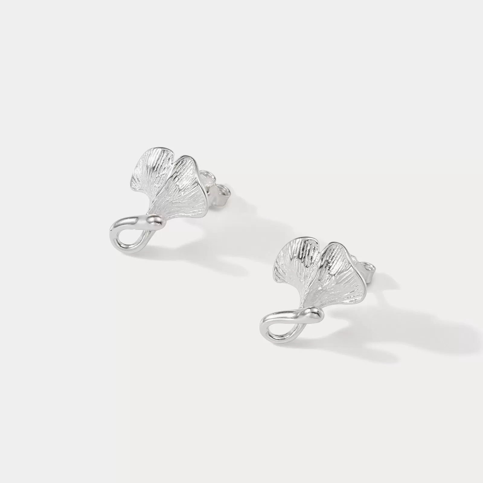 Silver Ginkgo Leaf Earrings