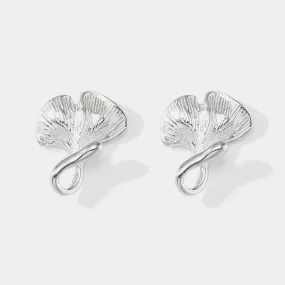 Silver Ginkgo Leaf Earrings