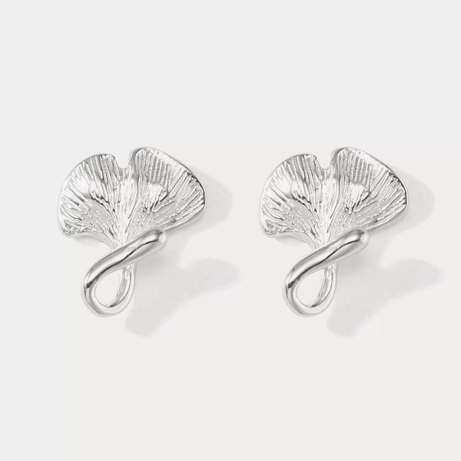 Silver Ginkgo Leaf Earrings