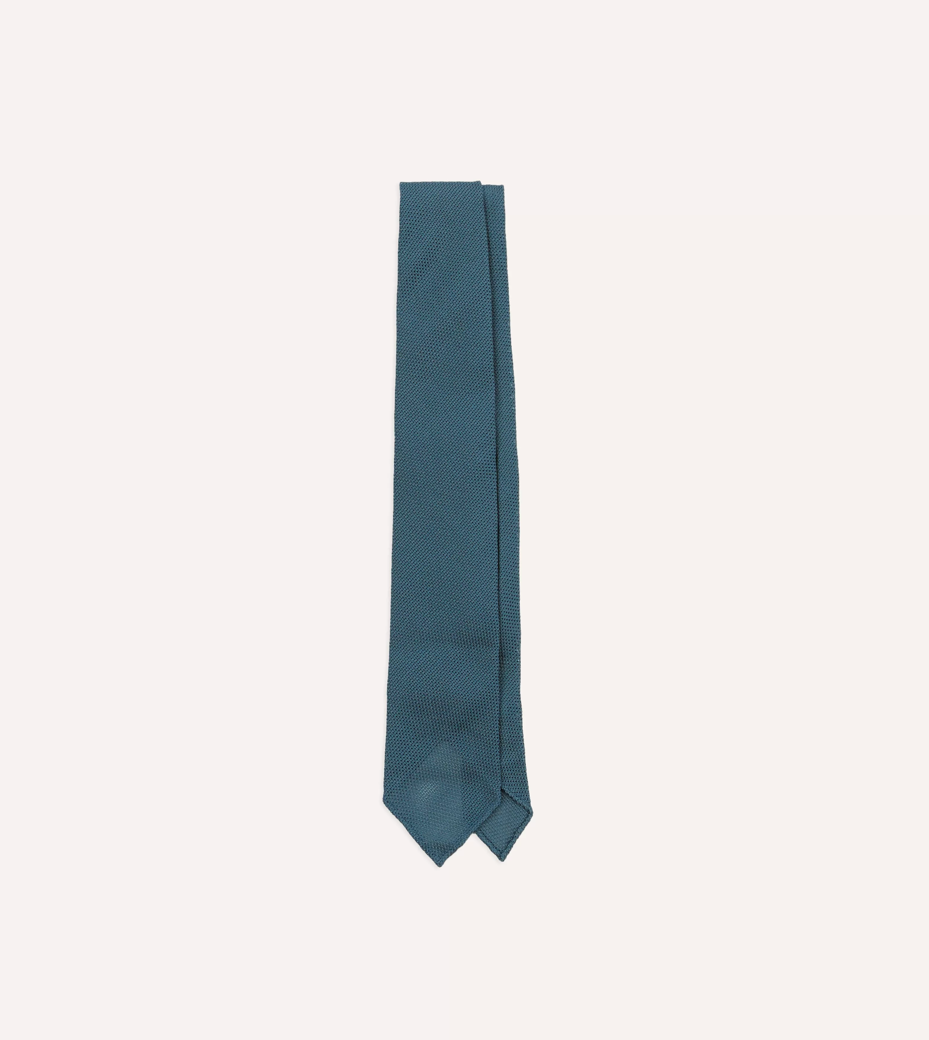 Sky Blue Fine Woven Grenadine Silk Hand Rolled Tie