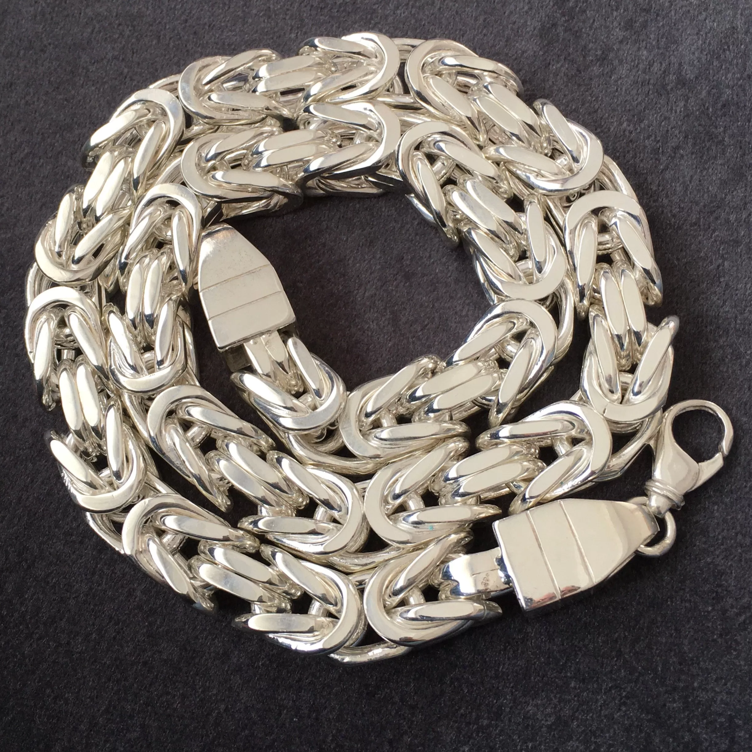 Solid Sterling Silver Byzantine King's Chain Necklace 15x15mm Thick Heavy Unique Men's Jewelry 750 g solid silver