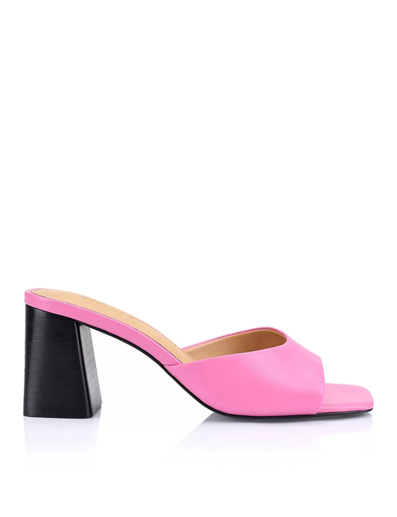 Stop Heeled Mules - Rose Leather