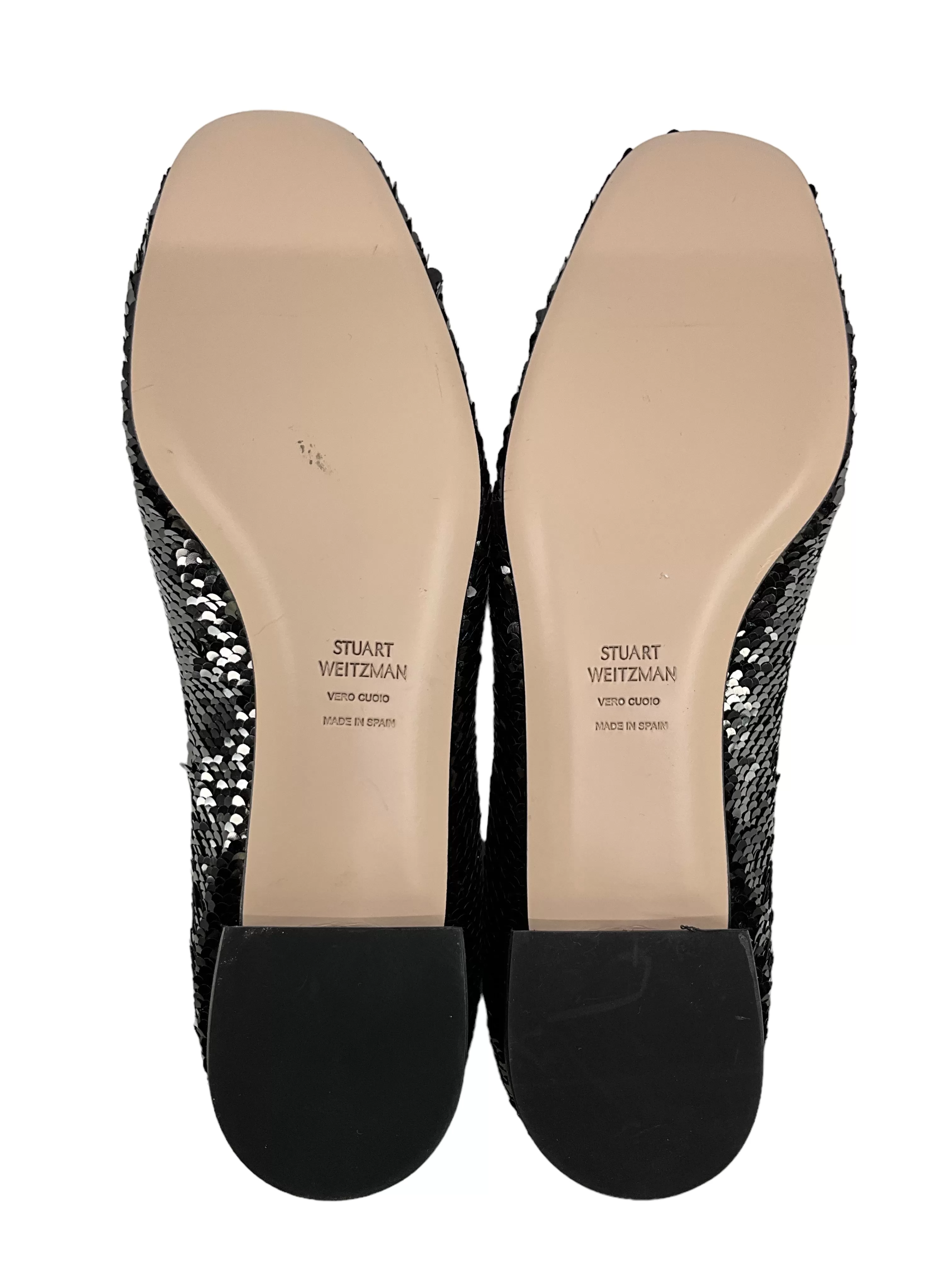 Stuart Weitzman Black Sequin Smoking Slippers Size 8