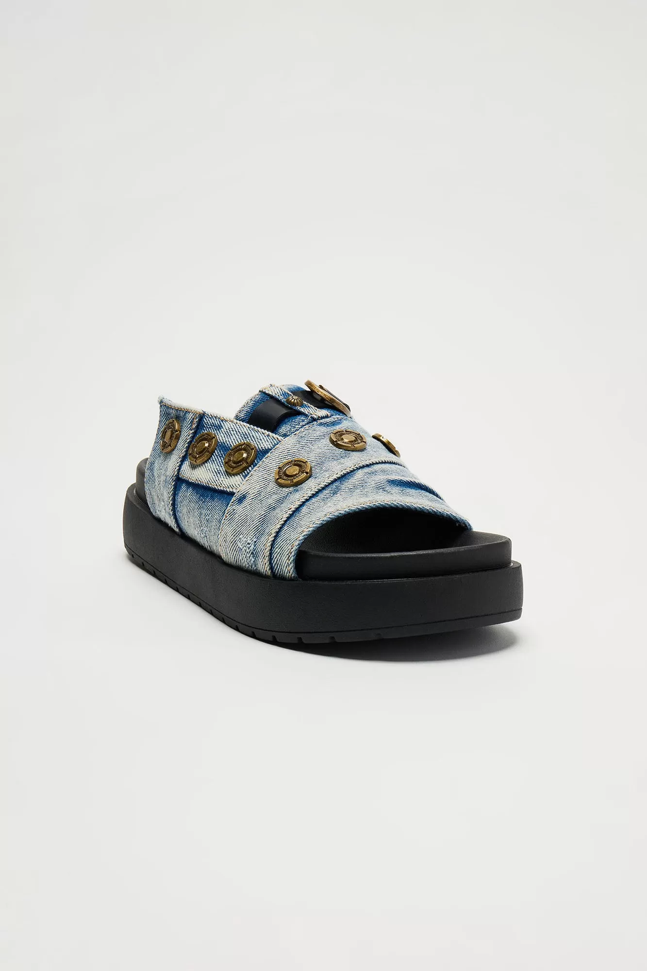 Talk About Us Flatform Casual Slides - Denim