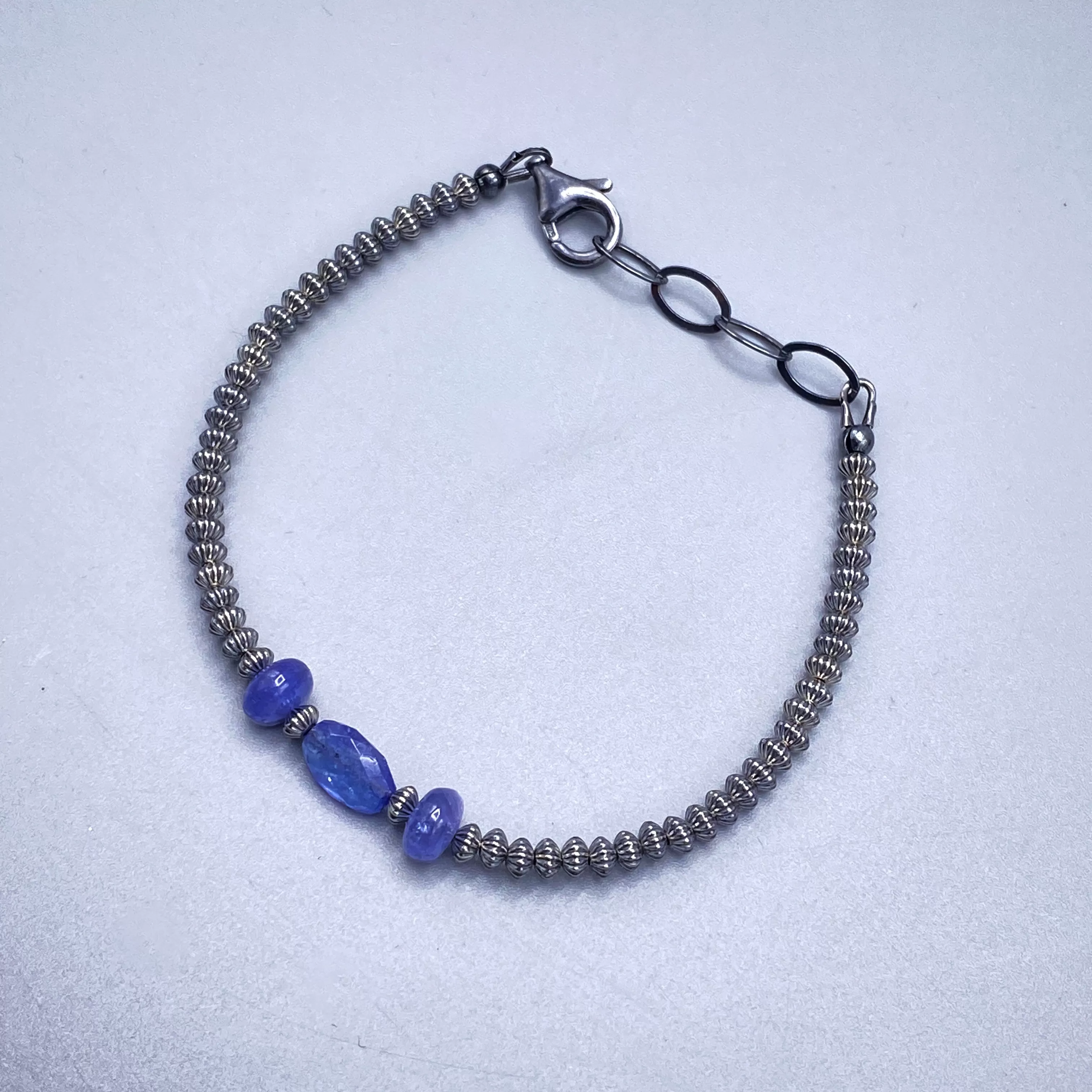 Tanzanite and Oxidized Sterling Silver Bracelet