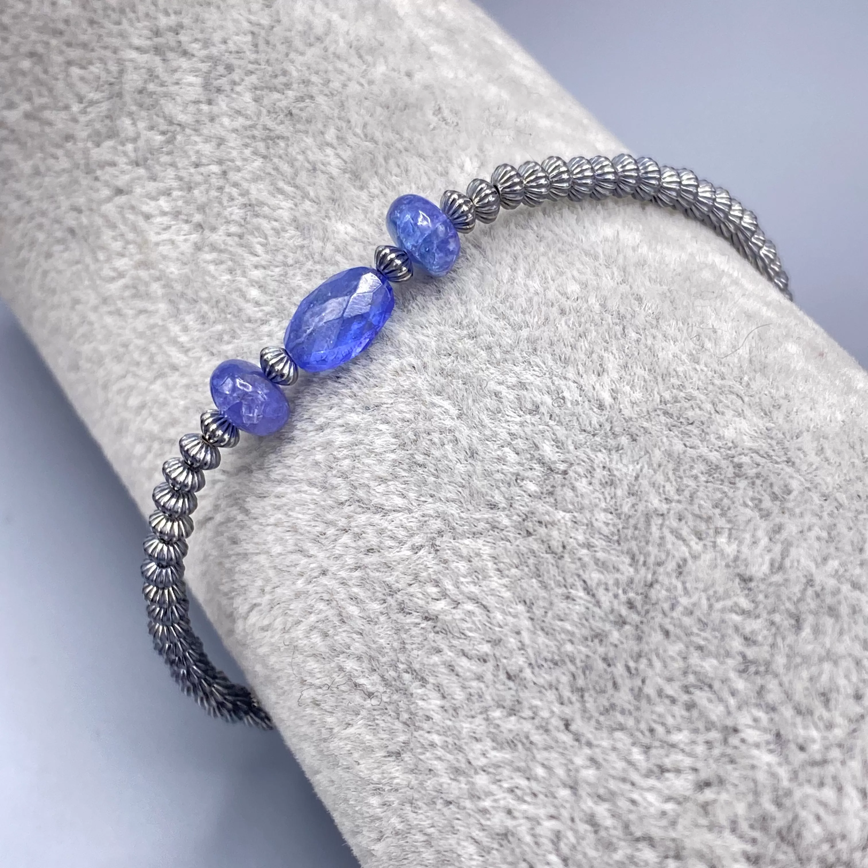 Tanzanite and Oxidized Sterling Silver Bracelet