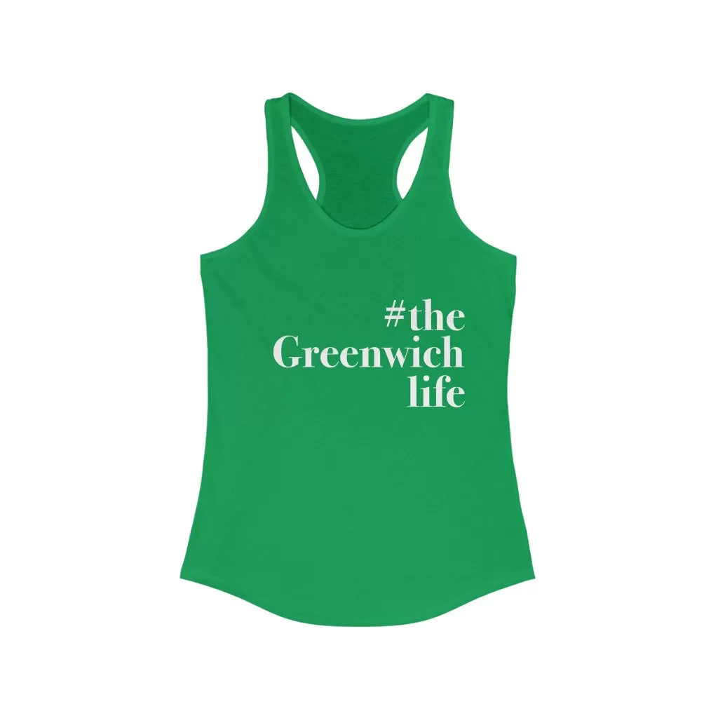 #thegreenwichlife Women's Ideal Racerback Tank - White Print