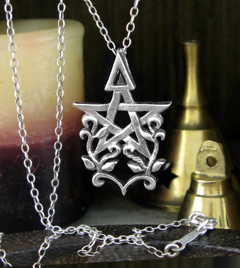 Third Degree Pentacle Surrounded by Vines Pendant, Handmade