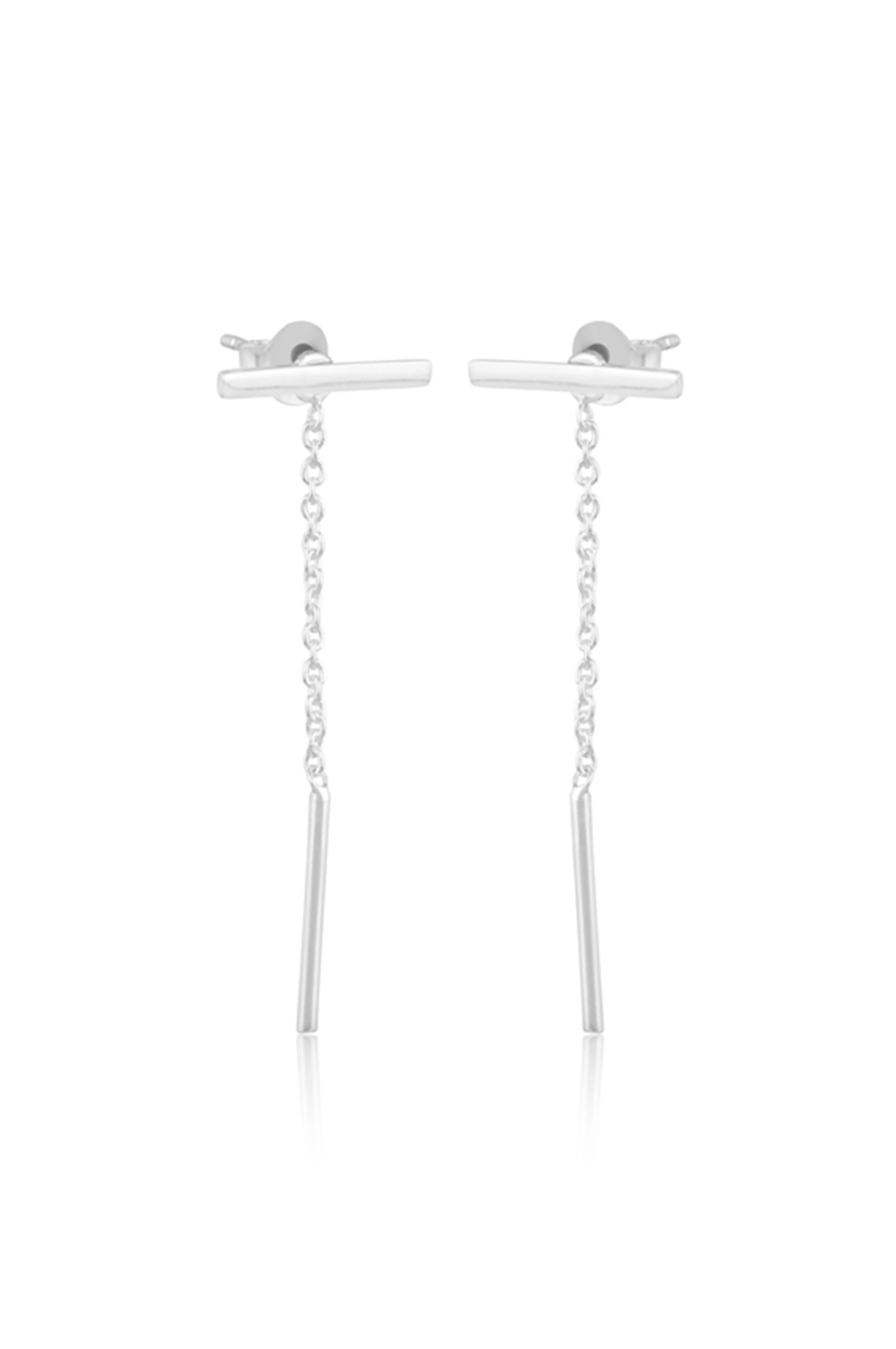 Three Way Gold Plated Sterling Silver Bar Detachable Dangler Earrings