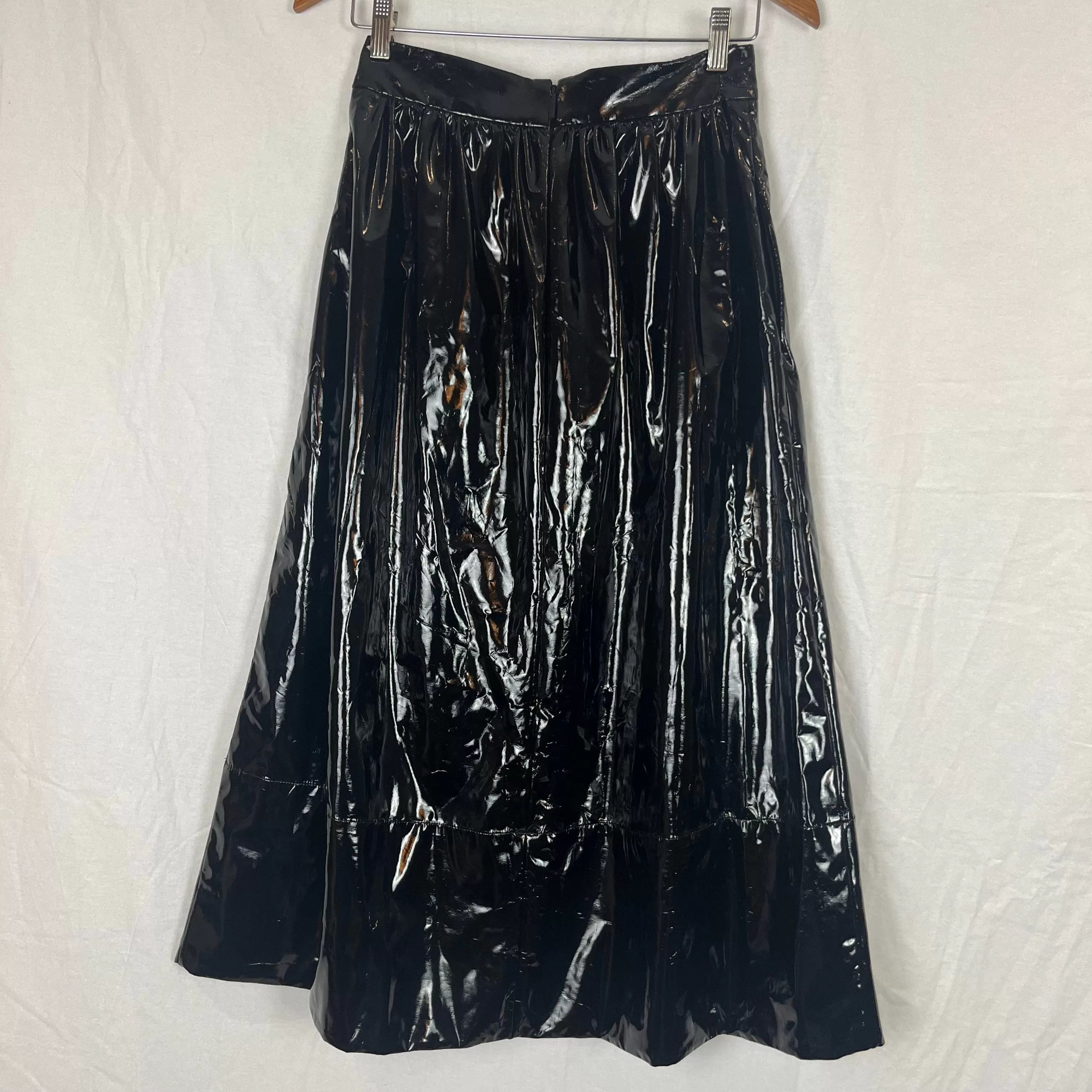 Tibi $395 Patent Faux Leather Midi Skirt XS