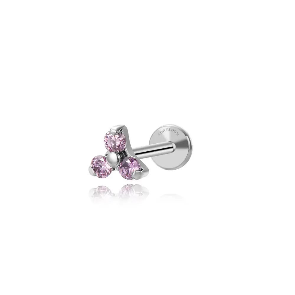 Titanium Violet Amethyst Mini Triangle Piercing Stud