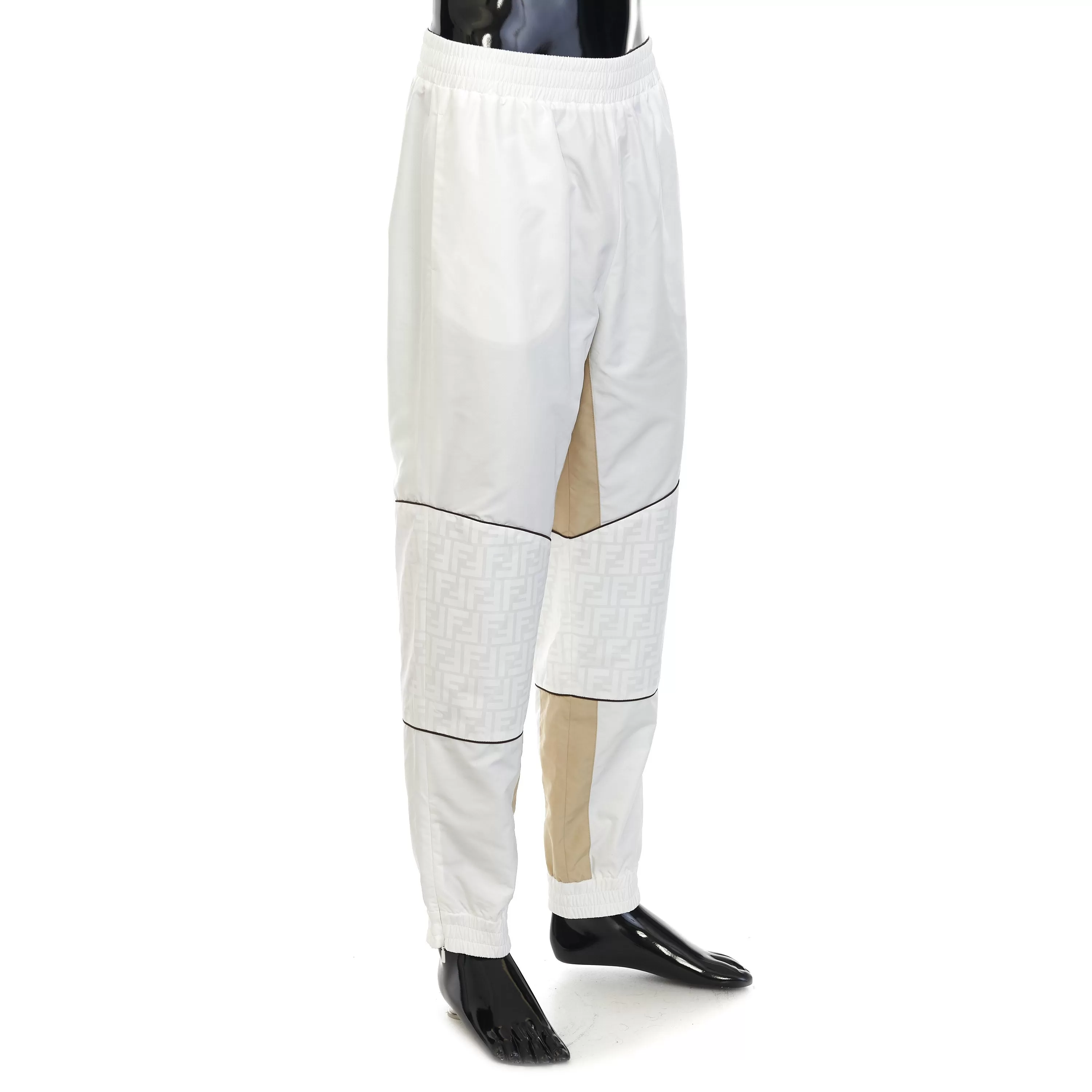 Track Pants With FF Zucca Pattern Print In White Nylon