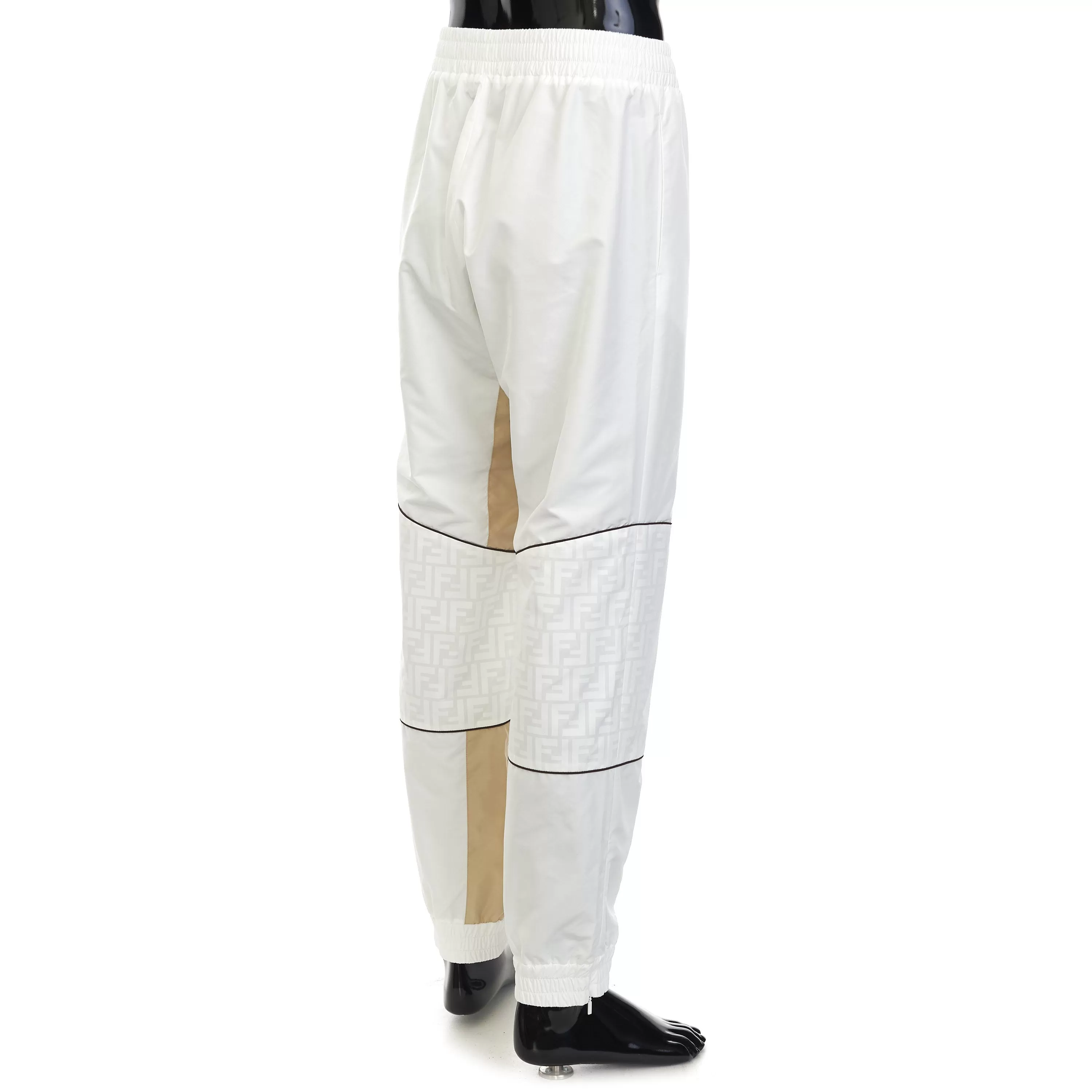 Track Pants With FF Zucca Pattern Print In White Nylon