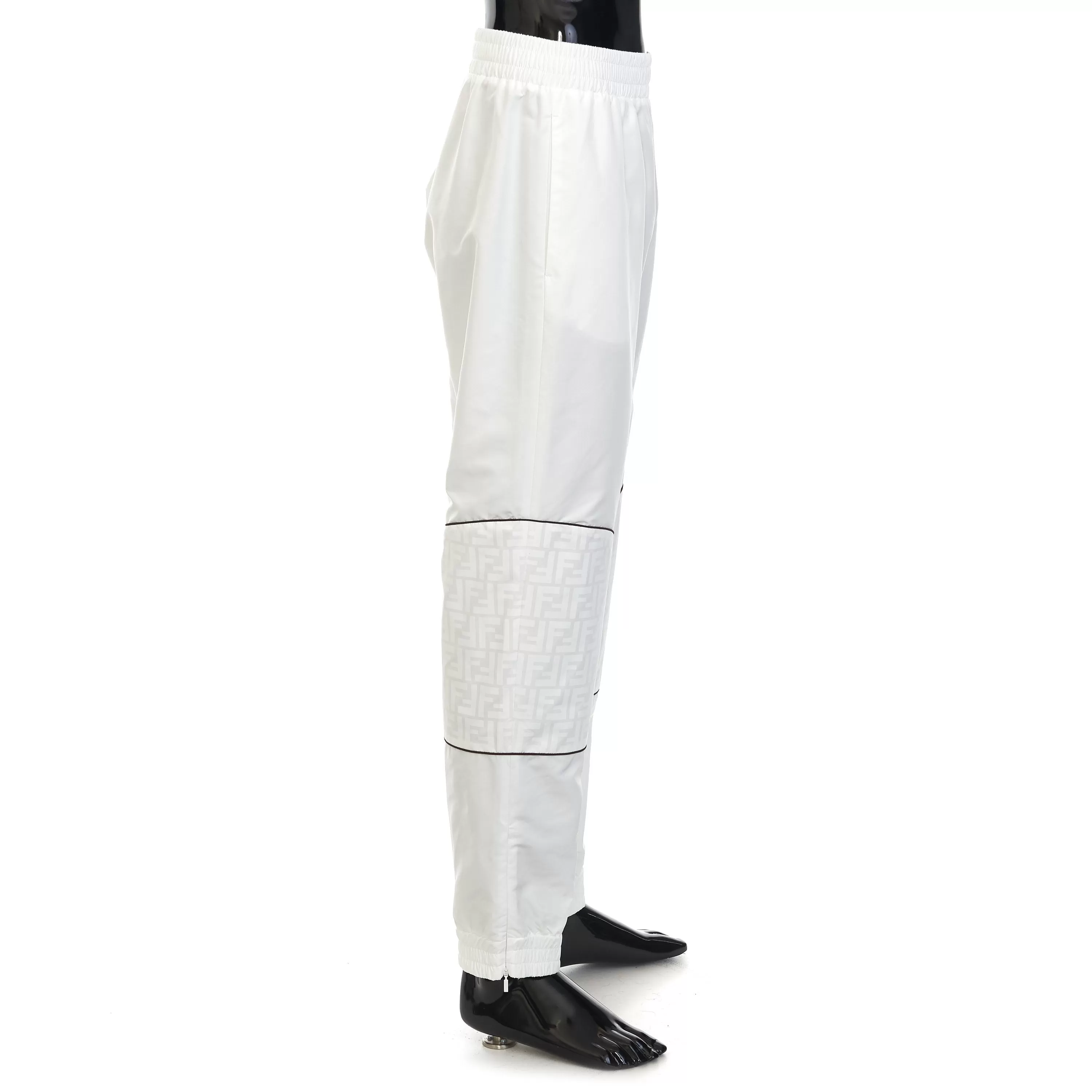 Track Pants With FF Zucca Pattern Print In White Nylon