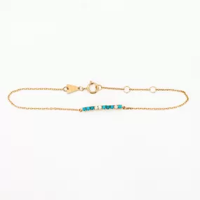 Turquoise and Diamond Rounds Chain Bracelet