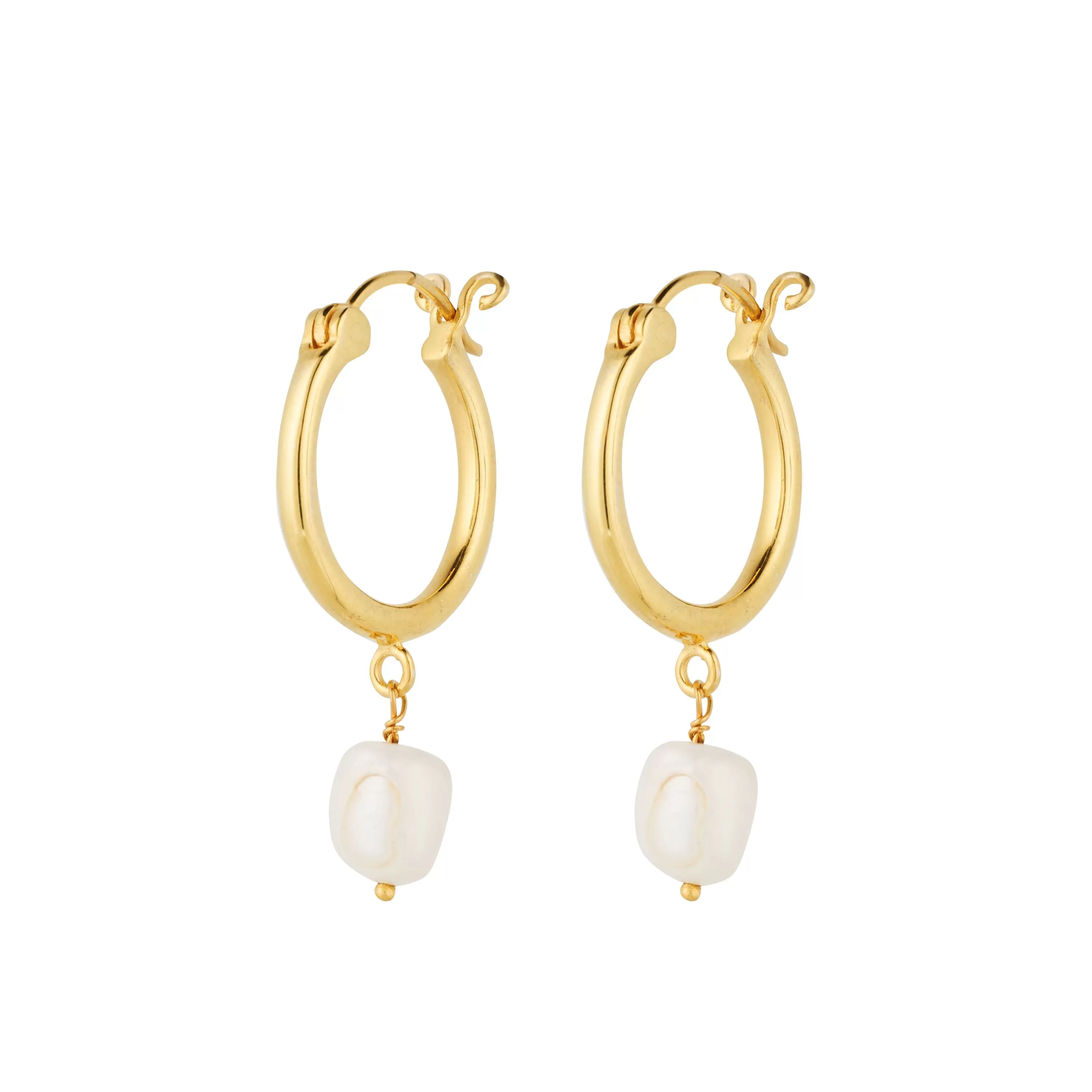 Vama | Helena Earrings | Metal-Sterling Silver | Stone-White Pearl | Finish-Brushed