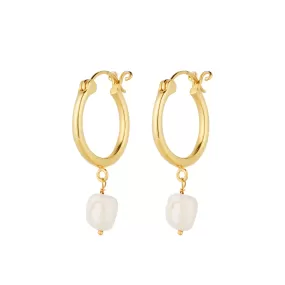 Vama | Helena Earrings | Metal-Sterling Silver | Stone-White Pearl | Finish-Brushed