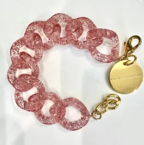 Vanessa Baroni Flat Chain Pink Glitter Bracelet