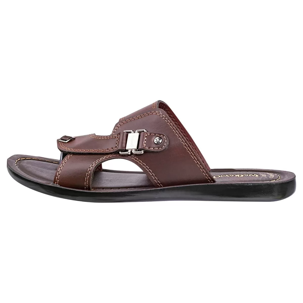 Walkaroo Men Solid Slide Sandals  - WG5335 Brown