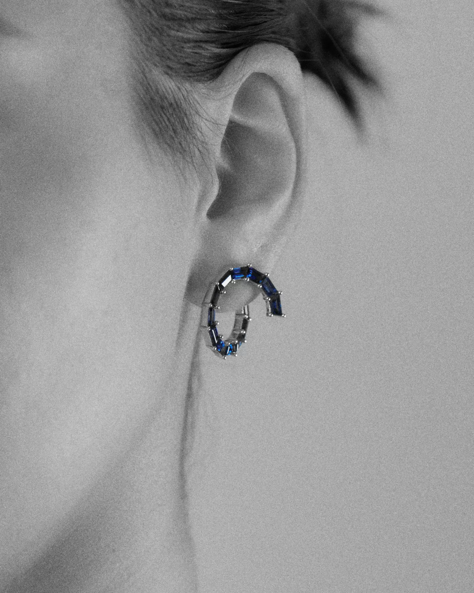 Whirlpool Sapphire Trapeze Spiral Hoop Earrings