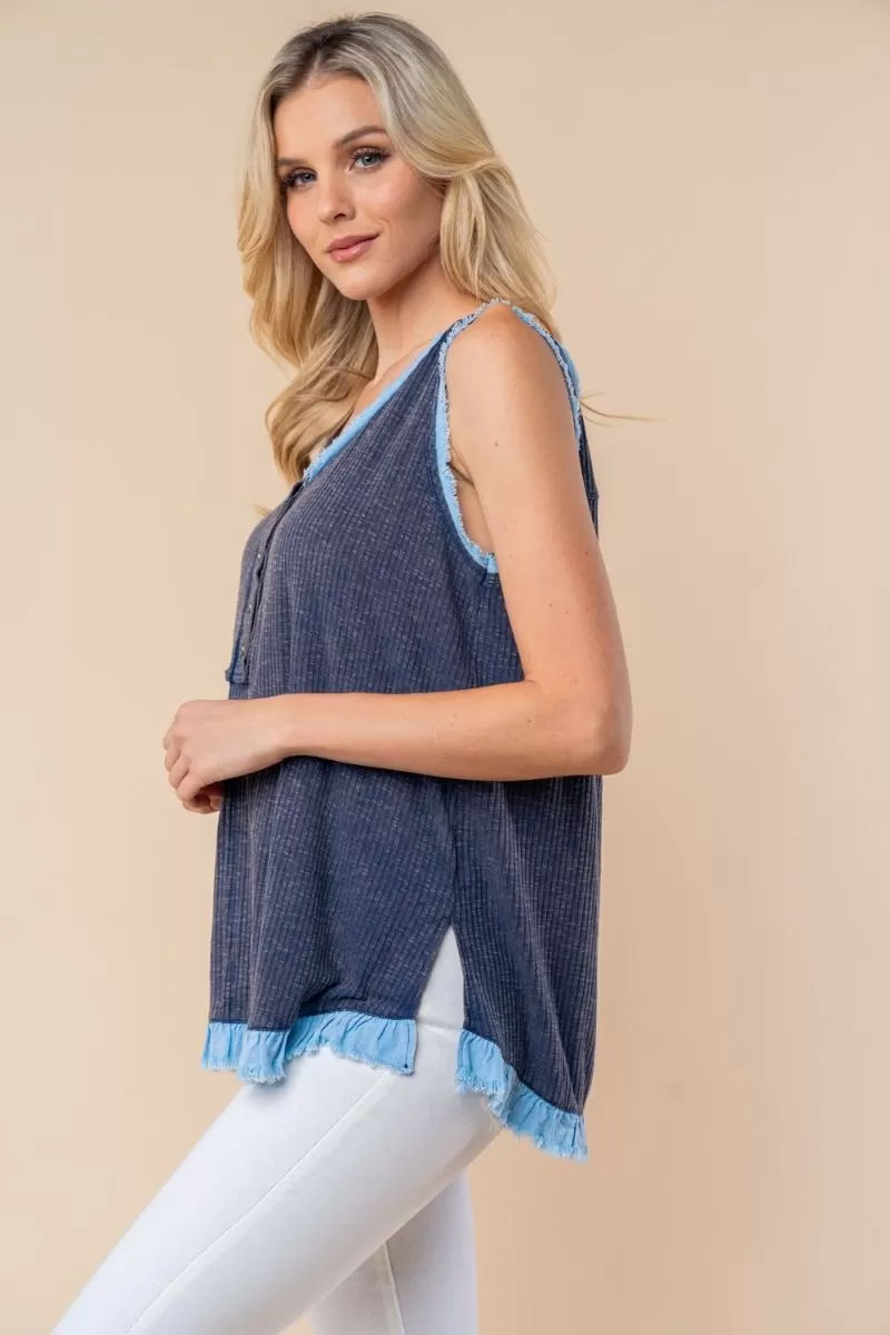 White Birch Tank Top w/ Ruffle Hem PREORDER