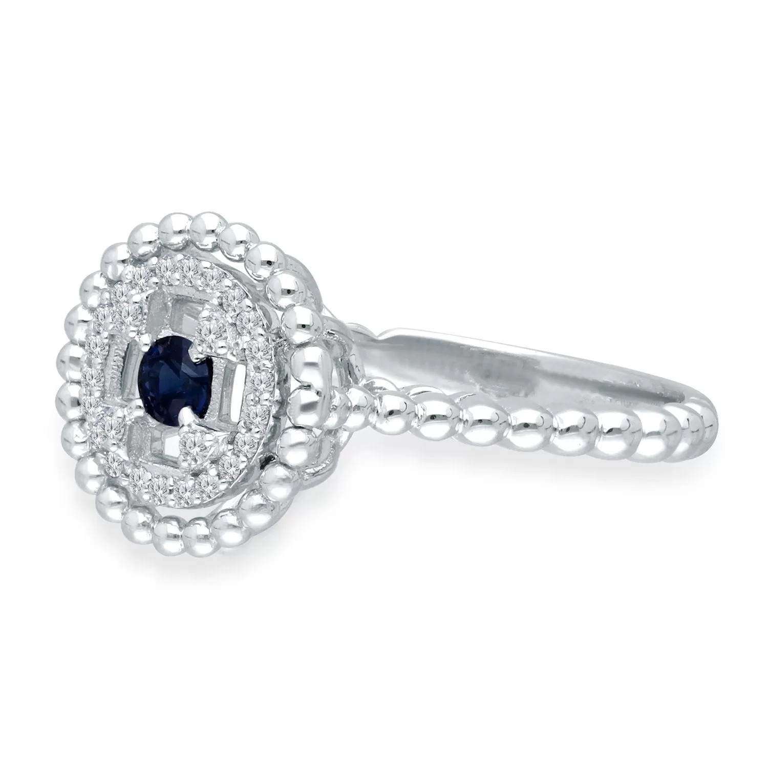 White Gold Sapphire & Diamond Heirloom Ring