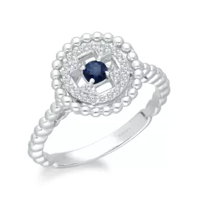 White Gold Sapphire & Diamond Heirloom Ring