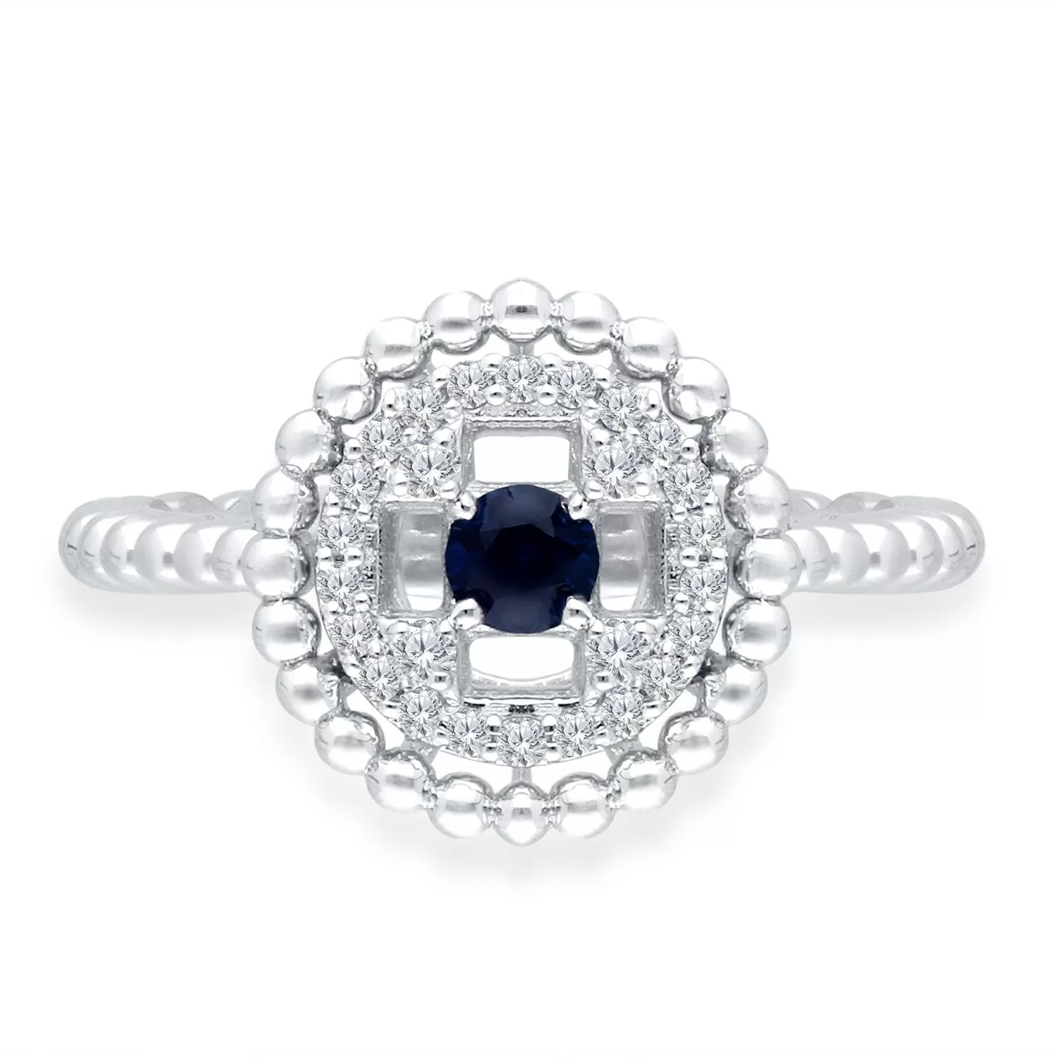 White Gold Sapphire & Diamond Heirloom Ring