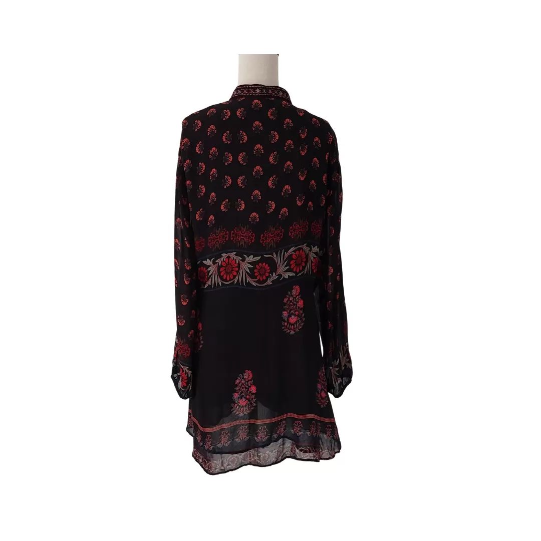 ZARA Black Embroidered Ethnic Long Top | Brand New |