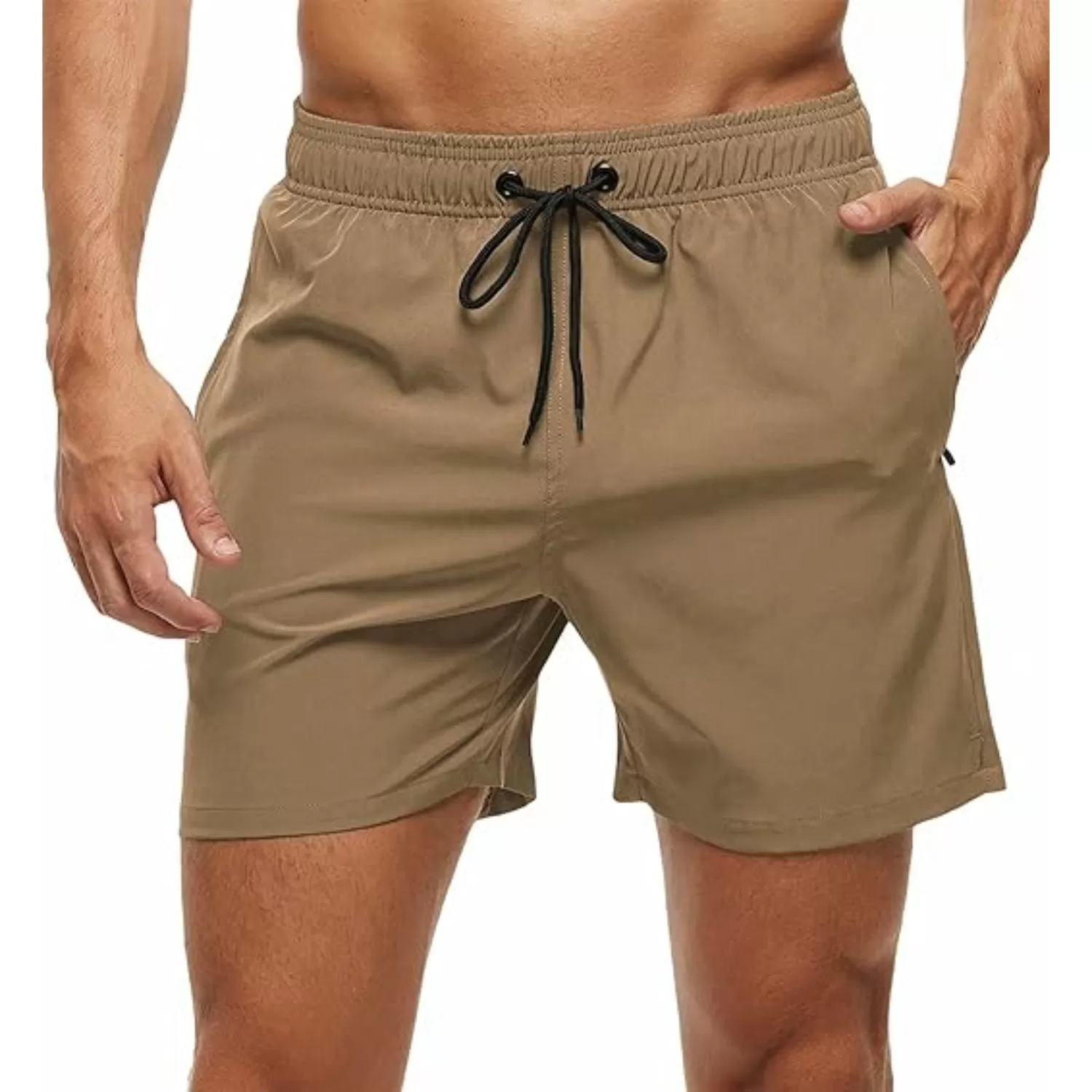 Zipper Pockets With Stretchable Swim Shorts