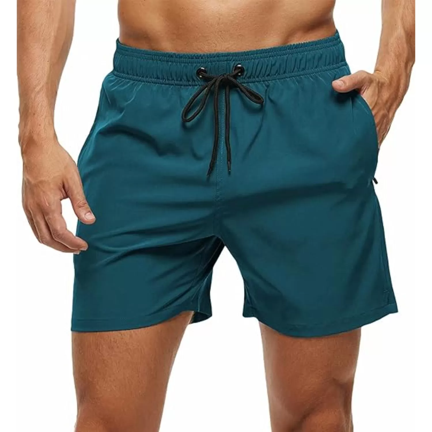 Zipper Pockets With Stretchable Swim Shorts